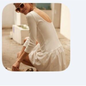 Free People Mini Dress: White Scoop-Back Women's Dress - Classic Casual